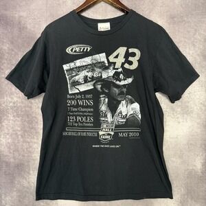 Richard Petty Shirt Men's Medium NASCAR Racing Hall of Fame 2010 43 Graphic Tee